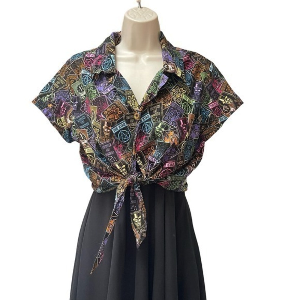 Tiki Halloween Color Magic Cards Tie Top Vintage Gal Clothing Marked 2xl Fits Xl